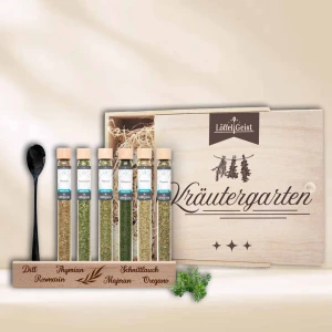 Gewürz-Geschenkset Kräutergarten in edler Holzbox